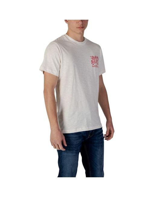 Replay Gray Cream Cotton T for men