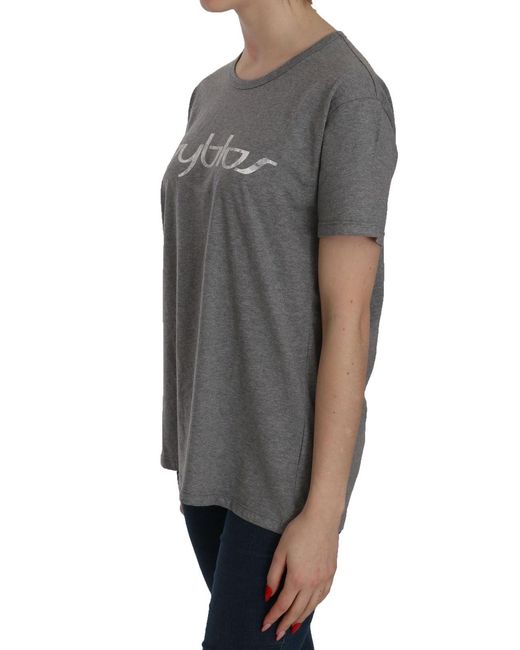 Byblos Gray Cotton Grey Short Sleeve Round Neck Top T