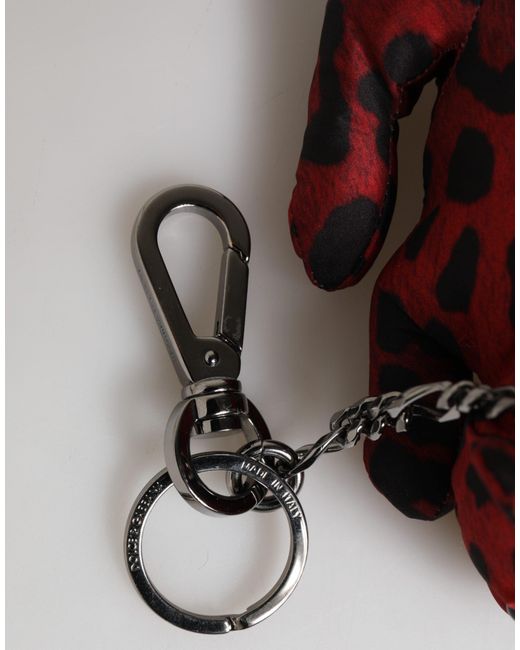 Dolce & Gabbana Red Polyester Animal Silhouette Keychain Keyring for men