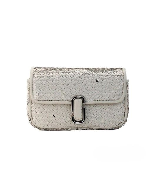 Marc Jacobs Gray The Mini J Shoulder Bag Cream Sequined Crossbody Leather