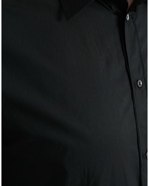 Dolce & Gabbana Black Cotton Formal Dress Shirt for men