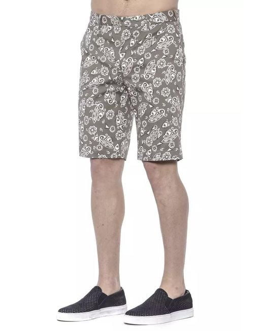PT Torino Gray Chic Patterned Bermuda Shorts for men
