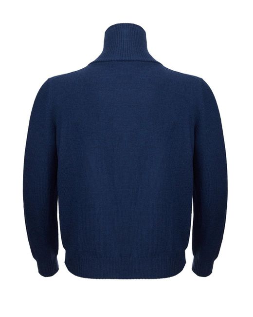 Gran Sasso Blue Mock Turtleneck Wool Sweater for men
