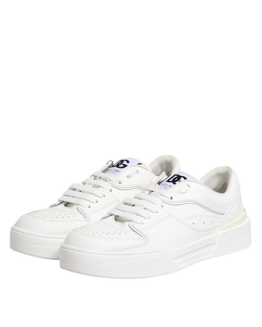 Dolce & Gabbana White Miami Leather Low Top Sneakers Shoes for men