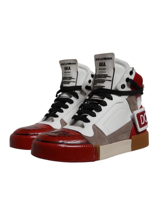 Dolce & Gabbana Brown Leather High Top Sneakers Shoes for men