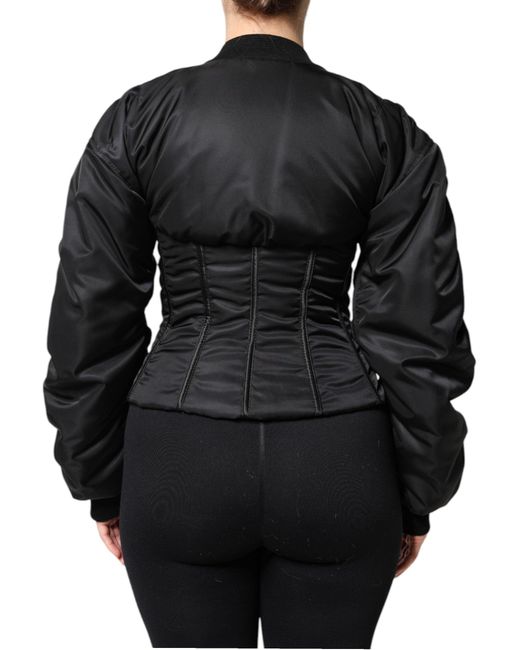 Dolce & Gabbana Black Nylon Full Zip Bustier Corset Jacket for men