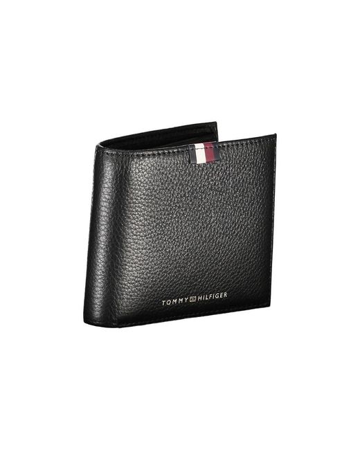 Tommy Hilfiger Black Elegant Leather Dual-Compartment Wallet for men