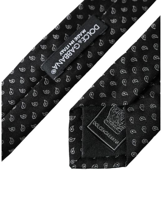 Dolce & Gabbana Black Jacquard Patterned Silk Adjustable Tie for men