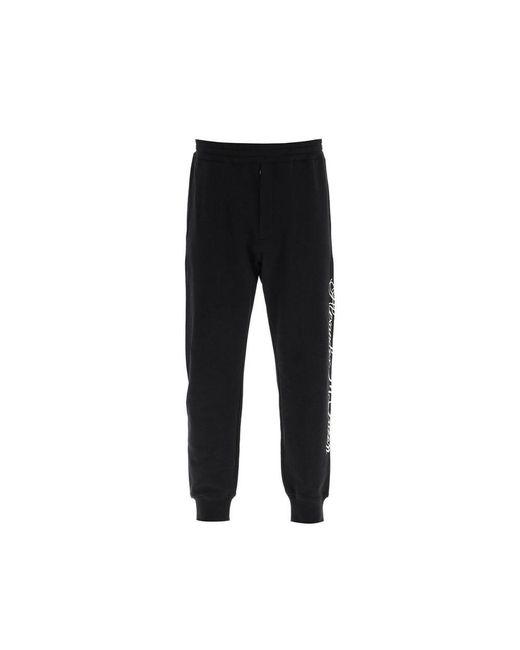 McQueen Black Logo Cotton Pants for men