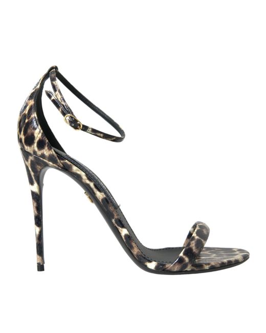 Dolce & Gabbana Metallic Leopard Leather Heels Sandals Shoes