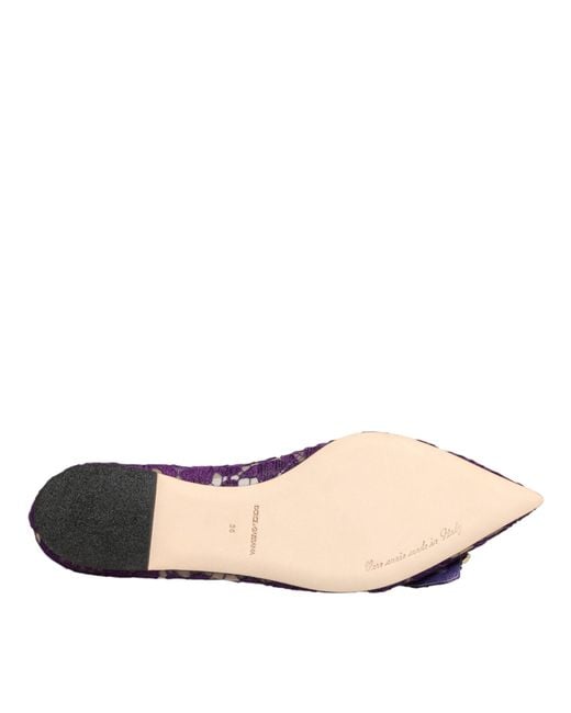 Dolce & Gabbana Purple Taormina Lace Crystal Loafers Shoes