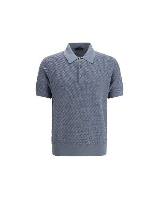 Brioni Light Blue Cotton Polo Shirt for men