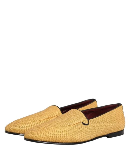 Dolce & Gabbana Natural Yellow Woven Men Slip On Dress Loafers Shoes for men