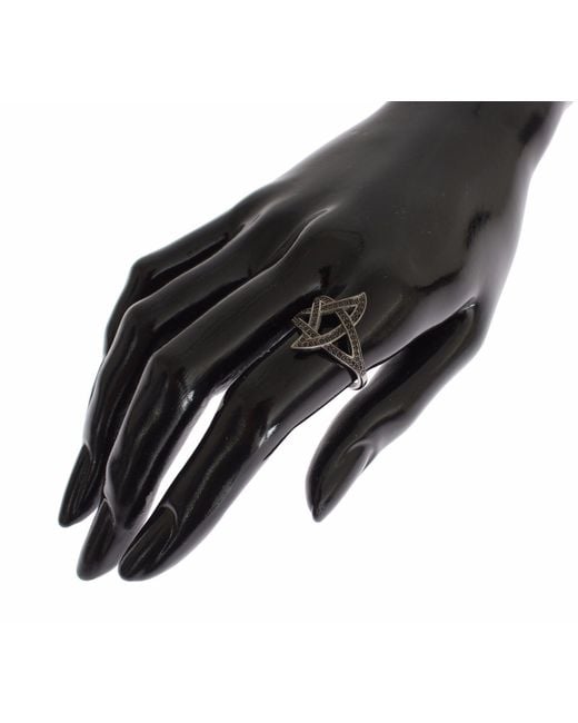 Nialaya Black Cz Rhodium 925 Silver S Ring