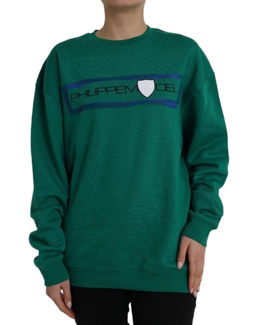 Philippe Model Green Cotton Logo Print Long Sleeves Pullover Sweater