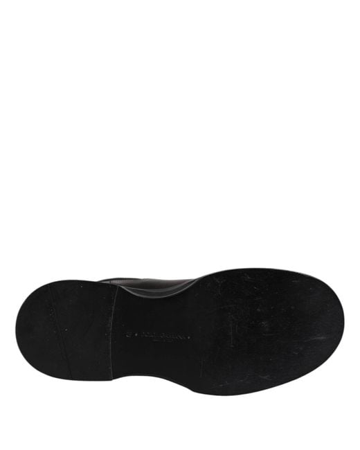 Dolce & Gabbana Black Leather Mid Calf Boots Flats Shoes for men