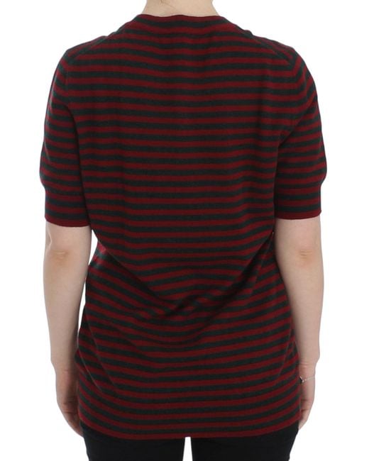 Dolce & Gabbana Red Cashmere Short Sleeve Sweater