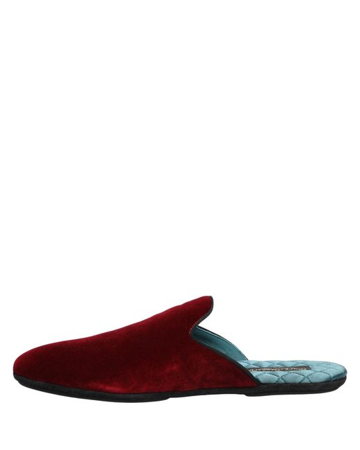 Dolce & Gabbana Red Suede Slides Flat Slipper Men Shoes for men
