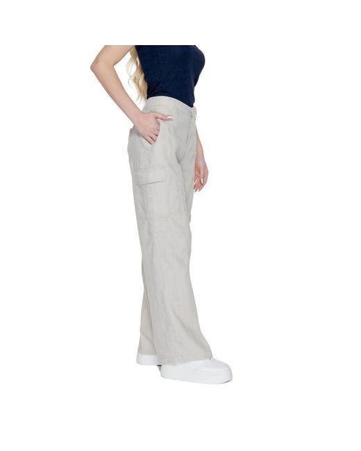 Street One Multicolor Beige Linen Jeans & Pant