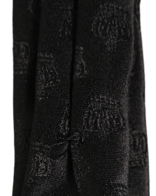 Dolce & Gabbana Men Black Crown Print Silk Adjustable Tied Necktie Tie for men