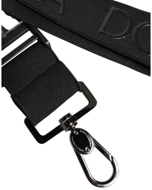 Dolce & Gabbana Black Stretch Polyester Rubberised Dg Logo Keychain for men