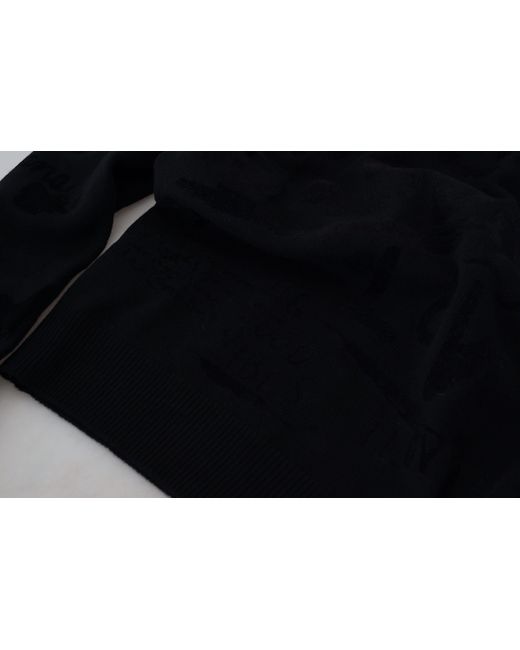 Dolce & Gabbana Black Wool Logo Pattern Crewneck Pullover Sweater for men