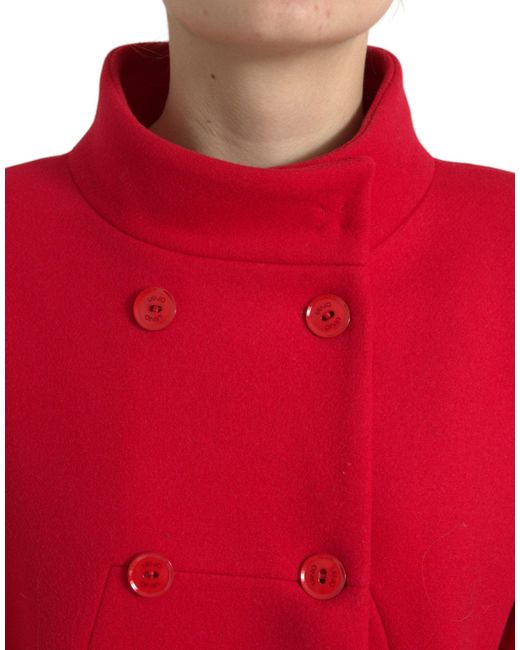 Liu Jo Red Wool Double Breasted Long Sleeves Coat Jacket
