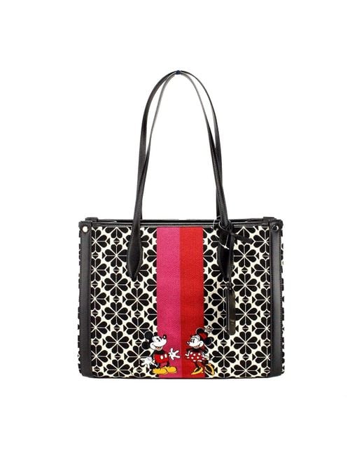 Kate Spade Disney 100 Cream Flower Jacquard Stripe Market Medium Tote Bag in Black Lyst UK