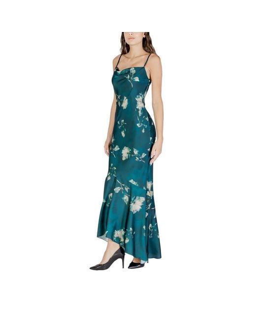 Rinascimento Blue Bicolor Polyester Long Dress