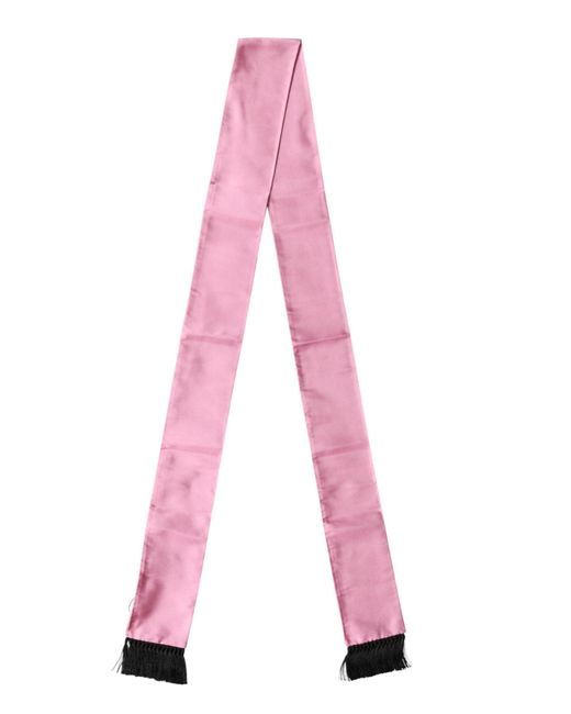 Dolce & Gabbana Pink Silk Fringes Neck Wrap Foulard Scarf for men
