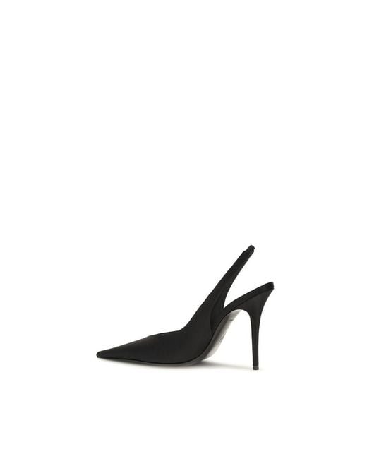 AMINA MUADDI Black Satin High Heel Pumps