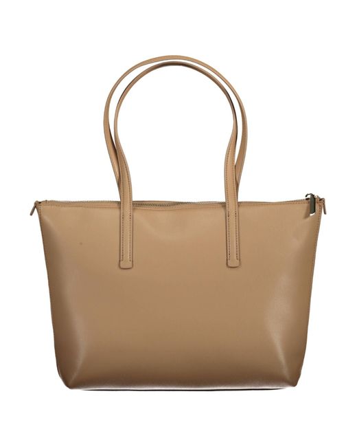 Calvin Klein Natural Elegant Shoulder Bag With Chic Logo Detail