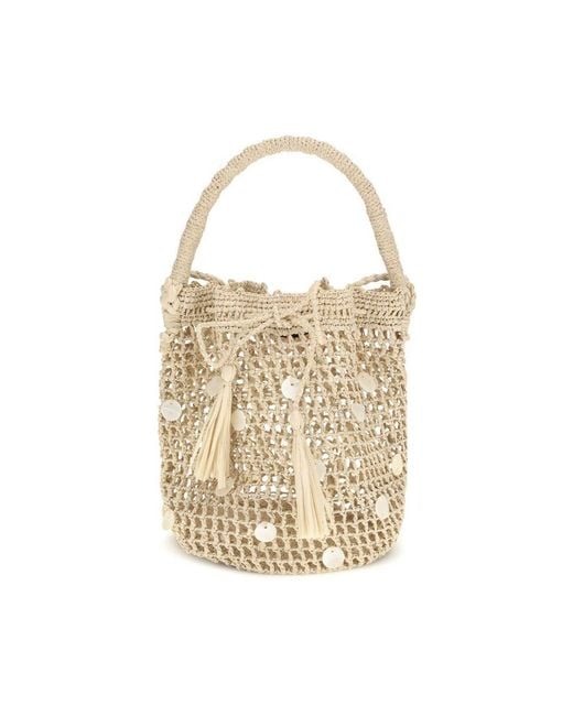 Alanui Natural Beige Raffia Backet Bag