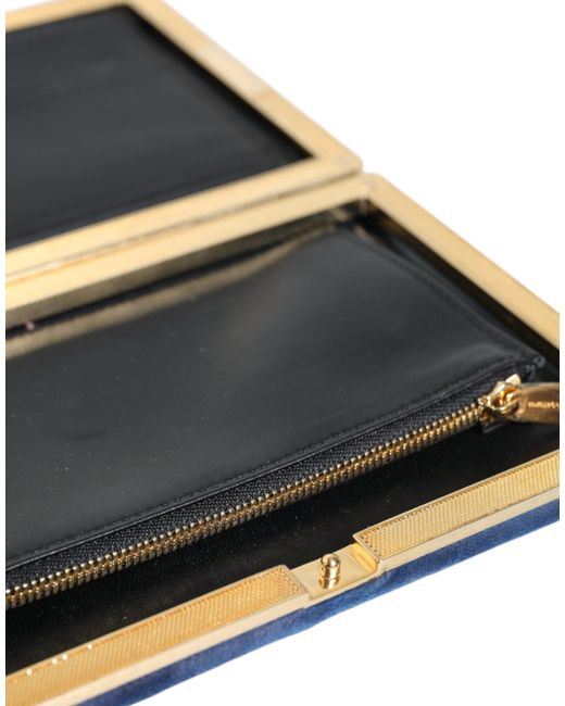 Dolce & Gabbana Velvet Frame Clutch Evening Party Purse Bag