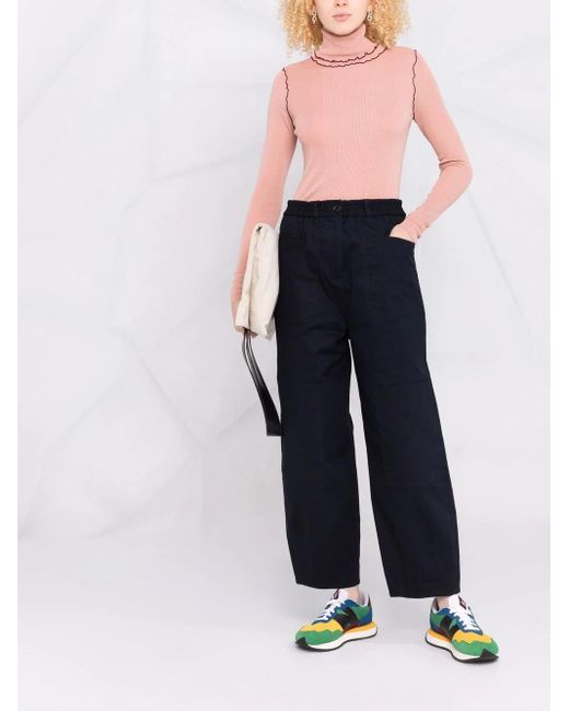Paul Smith Blue Cropped Wide-Leg Trousers