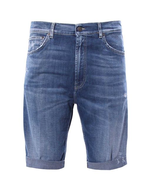 Dondup Blue Chic Washed Denim Bermuda Shorts for men