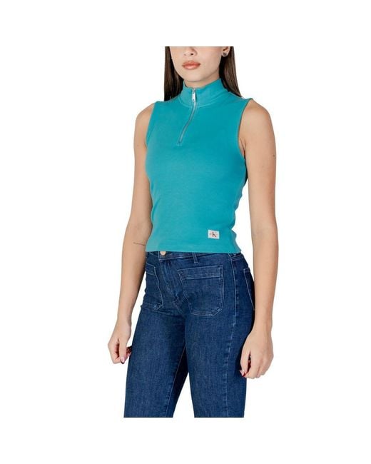 Calvin Klein Blue Turquoise Cotton Top