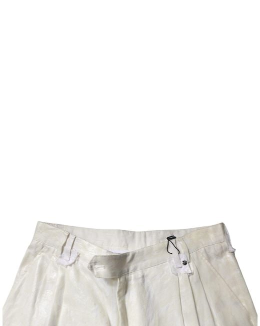 Dolce & Gabbana Gray White Linen Mid Waist Straight Men Denim Jeans for men