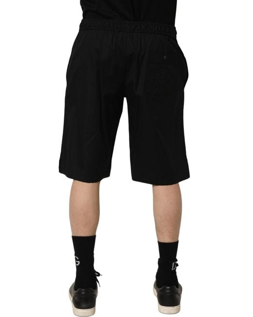 Dolce & Gabbana Black Cotton Sweatshorts Men Bermuda Shorts for men