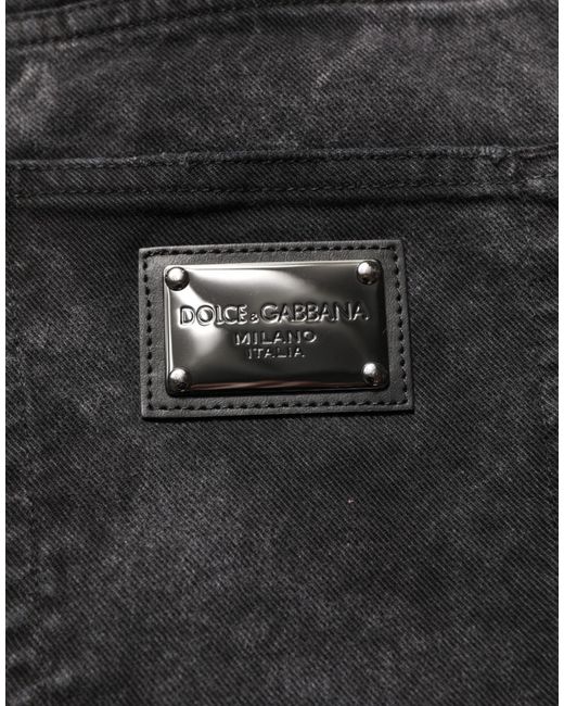 Dolce & Gabbana Black Cotton Mid Waist Denim Men Bermuda Short for men