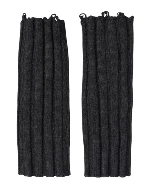 Dolce & Gabbana Black Virgin Wool Knitted Fingerless Gloves for men