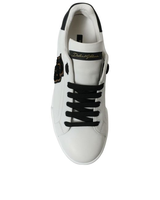 Dolce & Gabbana Multicolor White Black Patch Portofino Sneakers Shoes for men