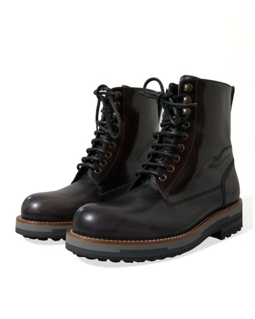 Dolce & Gabbana Black Chic Bi-Color Leather Mid Calf Boots for men