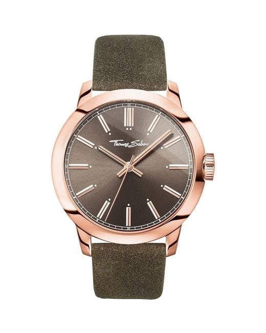 Thomas Sabo Metallic Green Leather Watch for men