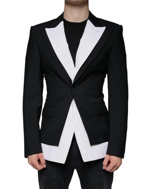 Dolce & Gabbana Black White Single Breasted Dress Blazer for men