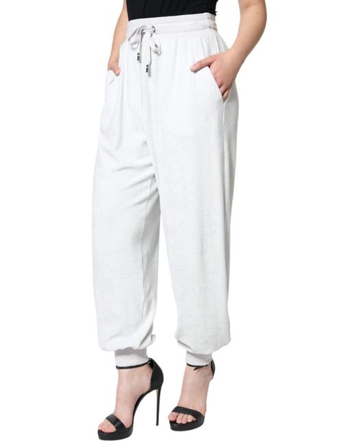 Dolce & Gabbana White Nylon Jogger Sweatwomen's Pants