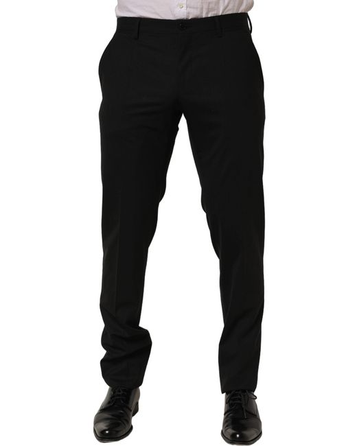 Dolce & Gabbana Black Wool Skinny Leg Dress Trouser Pants Virgin Elastane for men