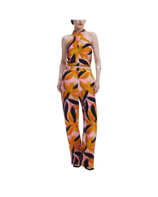 Desigual Orange Viscose Top