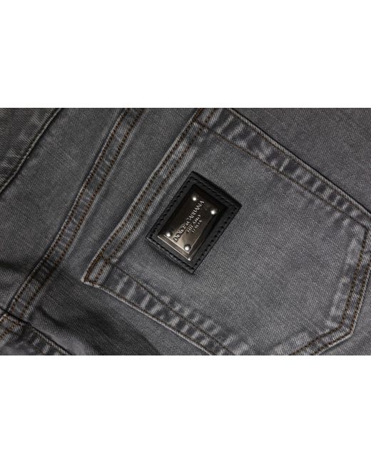Dolce & Gabbana Gray Cotton Stretch Mid Waist Denim Mini Skirt