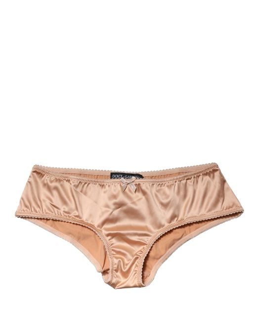 Dolce & Gabbana Pink Beige Silk Stretch Mid Waist Brief Panty Underwear
